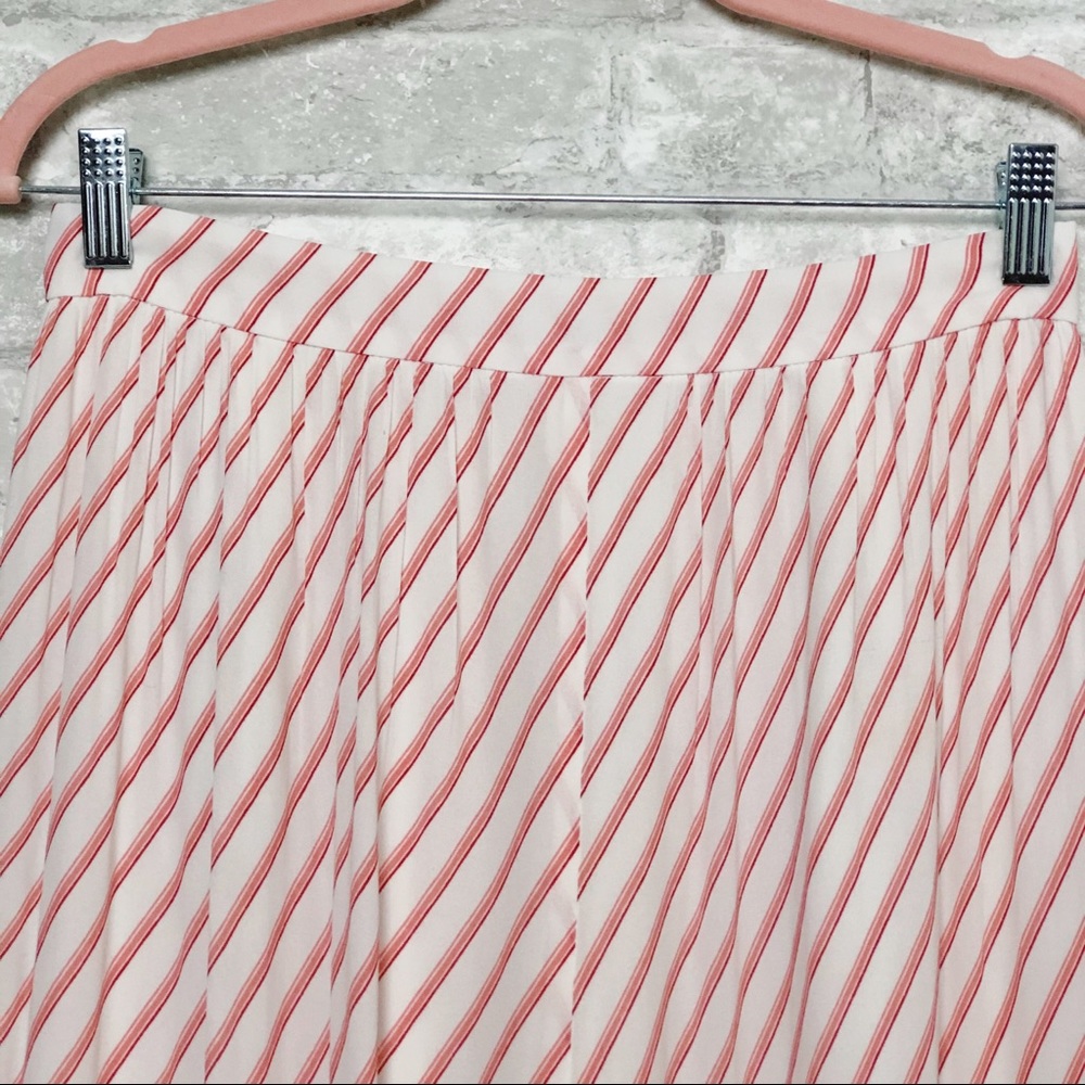 Ann Taylor LOFT Barbiecore Pink White Striped Ruffle Skirt 4 - Picture 4 of 14